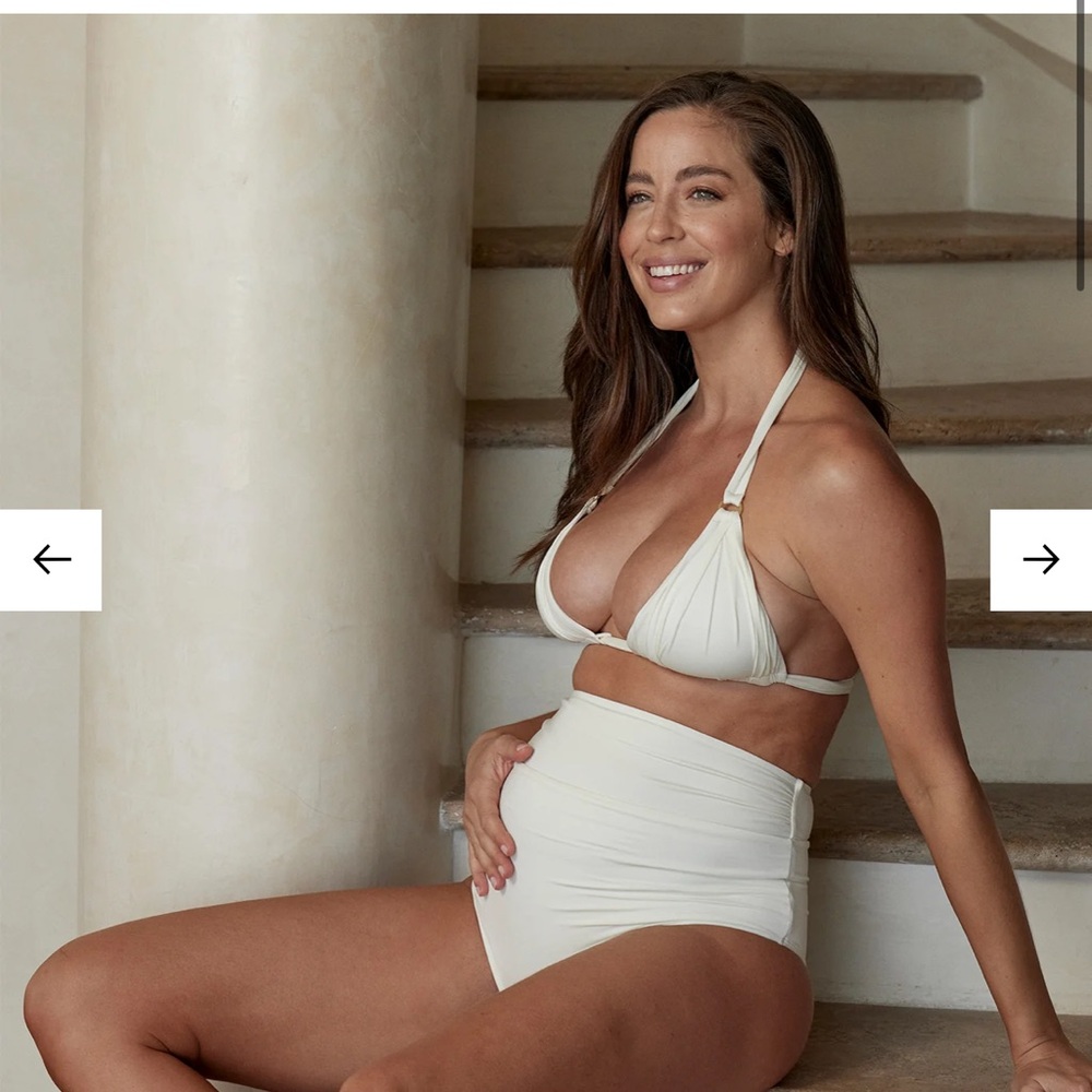 High-Waist Maternity Bikini Set - Cream